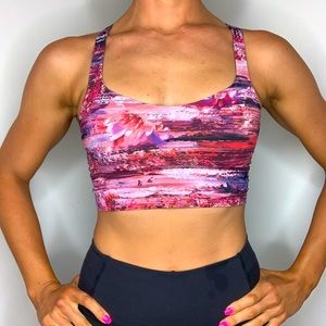 Long line lululemon pink sports bra with pads